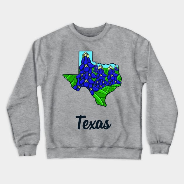 Texas State Flower Bluebonnet - Texas Pride Crewneck Sweatshirt by Pangea5